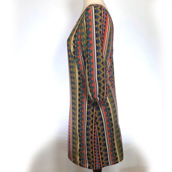 Anthropologie Geometric Orange Mini Shift Dress Size S - Picture 2 of 5